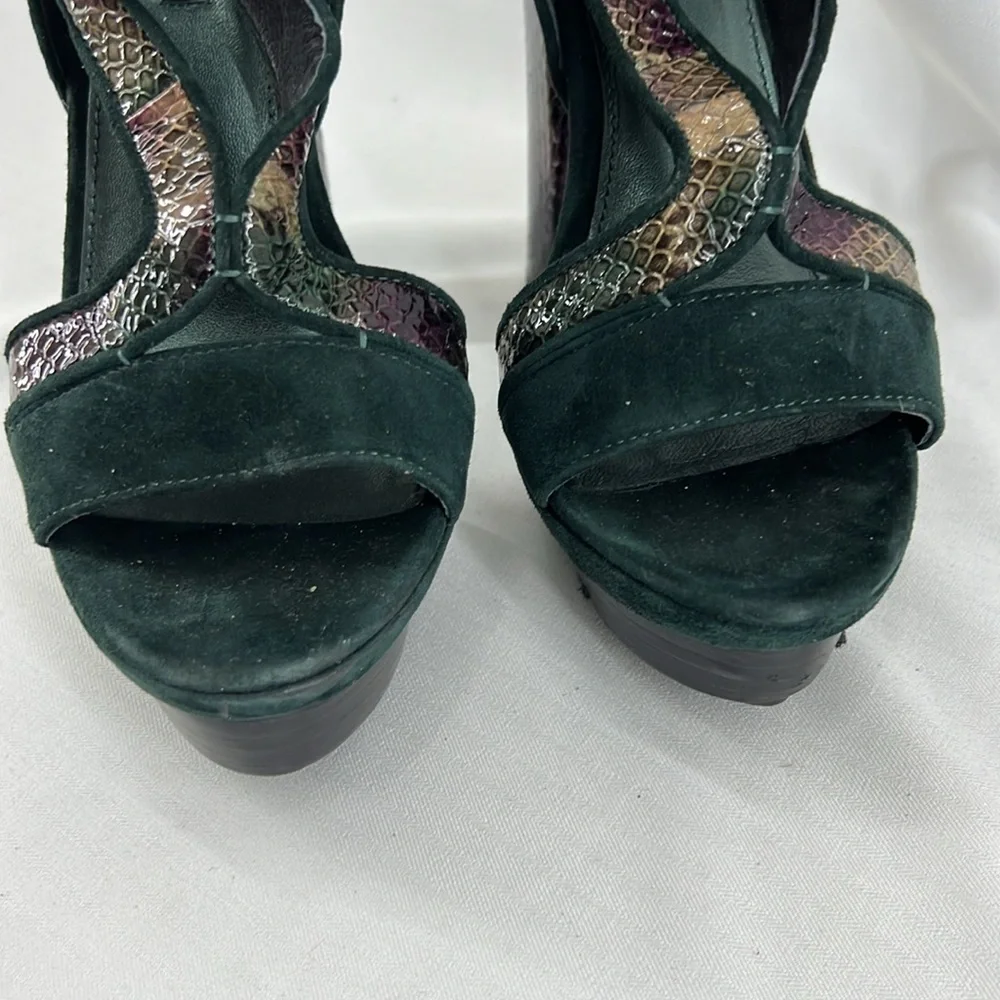 Rachel Zoe Payton Suede and snake Platform Heels